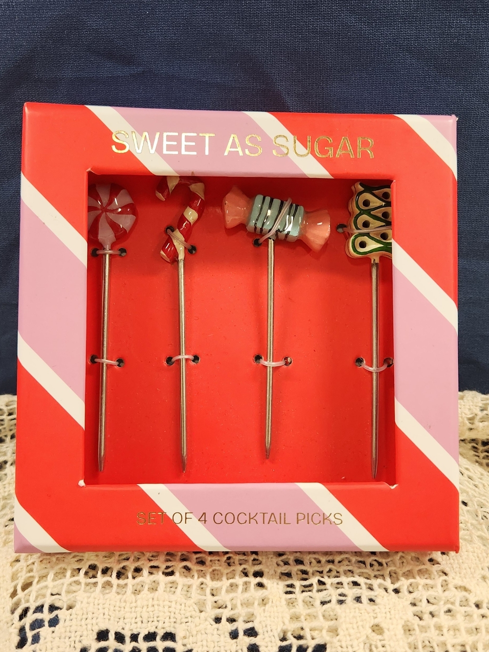 Anthropologie Candy-Themed Pink and Red Cocktail Picks - Set of 4